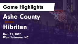 Ashe County  vs Hibriten  Game Highlights - Dec. 21, 2017