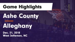 Ashe County  vs Alleghany  Game Highlights - Dec. 21, 2018