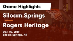 Siloam Springs  vs Rogers Heritage  Game Highlights - Dec. 20, 2019