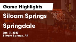 Siloam Springs  vs Springdale  Game Highlights - Jan. 3, 2020