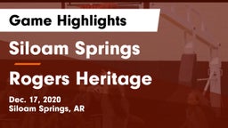 Siloam Springs  vs Rogers Heritage  Game Highlights - Dec. 17, 2020