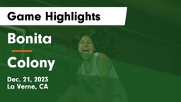 Bonita  vs Colony  Game Highlights - Dec. 21, 2023