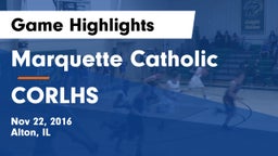 Marquette Catholic  vs CORLHS Game Highlights - Nov 22, 2016