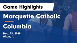 Marquette Catholic  vs Columbia  Game Highlights - Dec. 29, 2018