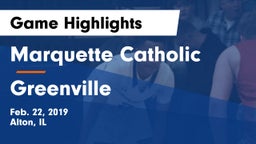 Marquette Catholic  vs Greenville   Game Highlights - Feb. 22, 2019