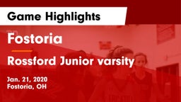 Fostoria  vs Rossford Junior varsity Game Highlights - Jan. 21, 2020
