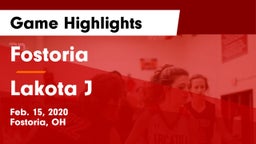 Fostoria  vs Lakota J  Game Highlights - Feb. 15, 2020