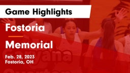 Fostoria  vs Memorial  Game Highlights - Feb. 28, 2023
