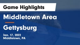 Middletown Area  vs Gettysburg  Game Highlights - Jan. 17, 2022