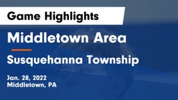 Middletown Area  vs Susquehanna Township  Game Highlights - Jan. 28, 2022