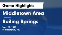 Middletown Area  vs Boiling Springs  Game Highlights - Jan. 20, 2023