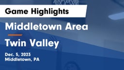 Middletown Area  vs Twin Valley  Game Highlights - Dec. 5, 2023