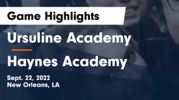 Ursuline Academy  vs Haynes Academy Game Highlights - Sept. 22, 2022