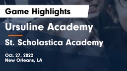 Ursuline Academy  vs St. Scholastica Academy Game Highlights - Oct. 27, 2022