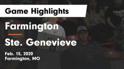 Farmington  vs Ste. Genevieve  Game Highlights - Feb. 15, 2020
