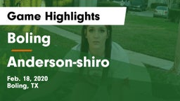 Boling  vs Anderson-shiro Game Highlights - Feb. 18, 2020