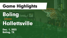 Boling  vs Hallettsville  Game Highlights - Dec. 1, 2023