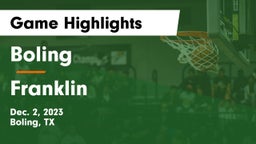 Boling  vs Franklin  Game Highlights - Dec. 2, 2023