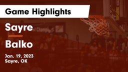 Sayre  vs Balko  Game Highlights - Jan. 19, 2023