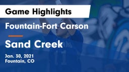 Fountain-Fort Carson  vs Sand Creek  Game Highlights - Jan. 30, 2021