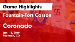 Fountain-Fort Carson  vs Coronado  Game Highlights - Jan. 15, 2019