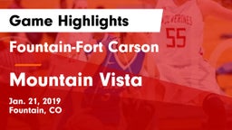 Fountain-Fort Carson  vs Mountain Vista  Game Highlights - Jan. 21, 2019