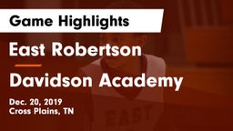 East Robertson  vs Davidson Academy  Game Highlights - Dec. 20, 2019