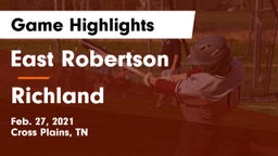 East Robertson  vs Richland  Game Highlights - Feb. 27, 2021
