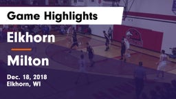 Elkhorn  vs Milton  Game Highlights - Dec. 18, 2018