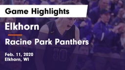 Elkhorn  vs Racine Park Panthers  Game Highlights - Feb. 11, 2020