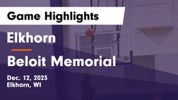 Elkhorn  vs Beloit Memorial  Game Highlights - Dec. 12, 2023