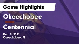 Okeechobee  vs Centennial  Game Highlights - Dec. 8, 2017