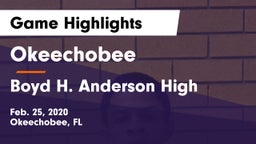 Okeechobee  vs Boyd H. Anderson High Game Highlights - Feb. 25, 2020