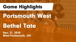 Portsmouth West  vs Bethel Tate Game Highlights - Dec. 27, 2018