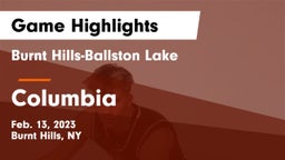 Burnt Hills-Ballston Lake  vs Columbia  Game Highlights - Feb. 13, 2023