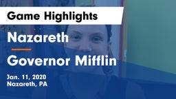 Nazareth  vs Governor Mifflin  Game Highlights - Jan. 11, 2020