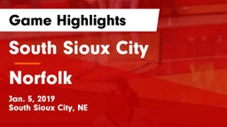 South Sioux City  vs Norfolk  Game Highlights - Jan. 5, 2019