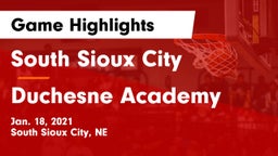 South Sioux City  vs Duchesne Academy Game Highlights - Jan. 18, 2021