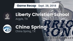 Recap: Liberty Christian School  vs. China Spring  2018