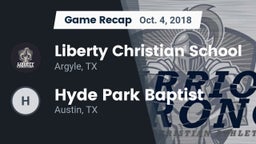 Recap: Liberty Christian School  vs. Hyde Park Baptist  2018