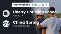 Recap: Liberty Christian School  vs. China Spring  2019