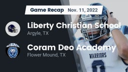 Recap: Liberty Christian School  vs. Coram Deo Academy  2022