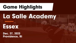 La Salle Academy vs Essex  Game Highlights - Dec. 27, 2023