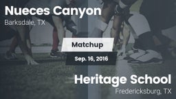 Matchup: Nueces Canyon High vs. Heritage School 2016