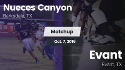 Matchup: Nueces Canyon High vs. Evant  2016