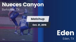 Matchup: Nueces Canyon High vs. Eden  2016