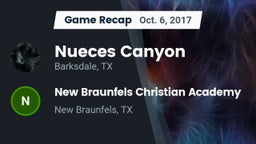 Recap: Nueces Canyon  vs. New Braunfels Christian Academy 2017