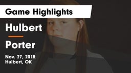 Hulbert  vs Porter  Game Highlights - Nov. 27, 2018