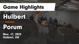 Hulbert  vs Porum  Game Highlights - Nov. 17, 2023