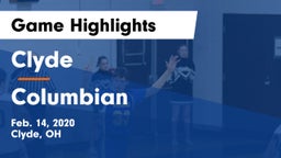 Clyde  vs Columbian  Game Highlights - Feb. 14, 2020